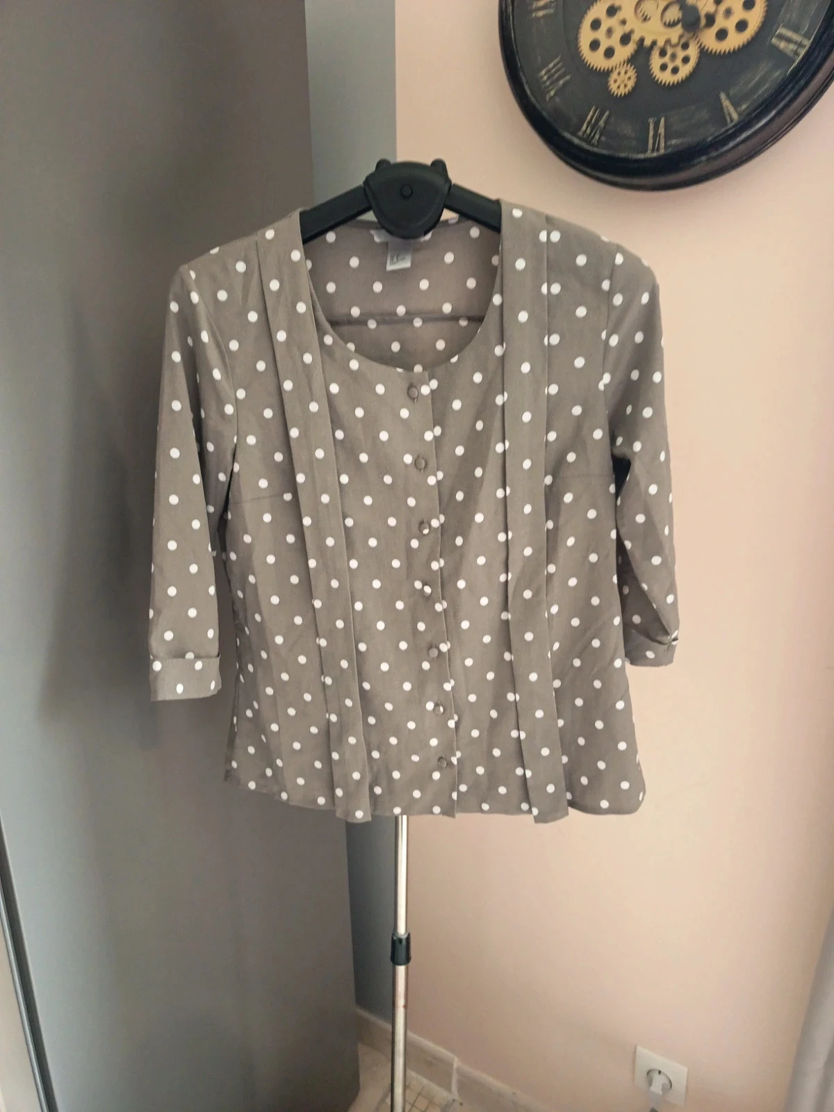 Blouse grise à pois H&M